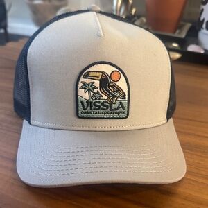 VISSLA Beige and Black Trucker Hat with Toucan Patch